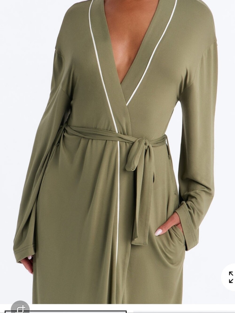 Fashion Nova In the Morning PJ Robe Olive Wrap